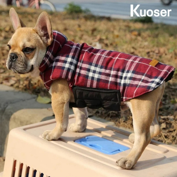 NWT Kuoser Plaid Reversible Winter Dog Coat Cold Weather Quilted Puffy Vest M - Picture 1 of 12